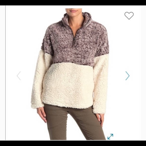 Elodie Teddy Half Zip Pullover Two Toned Purple and Cream Size Xsmall EUC - Picture 2 of 10